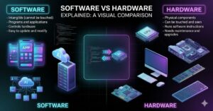 🚀 Difference Between Software and Hardware Explained Technology powers everything around us—from smartphones to advanced computers. But to truly understand how digital systems work, we must first understand the difference between software and hardware. 💻 Software includes programs, apps, and operating systems that tell a device what to do. It is invisible but powerful. 🖥️ Hardware includes physical components like CPUs, RAM, keyboards, and screens. It is the foundation that runs software. In simple terms: 👉 Software is the “brain instructions” 👉 Hardware is the “body of the machine” Both work together to make modern technology possible. 📌 Read the full article here: https://techcrebia.com/difference-between-software-and-hardware-2/ 💡 Understanding this difference helps students, developers, and tech users build stronger digital knowledge. #Technology #Software #Hardware #ComputerScience #ITBasics #TechEducation #DigitalSkills