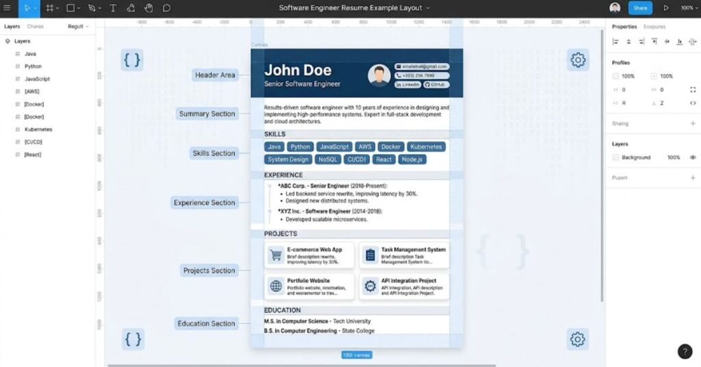 Engineer Resume Example Layout
